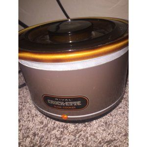 Vintage Rival 3200 Crock-ette Mini Slow Cooker CrockPot 1 Quart Brown RARE L@@K